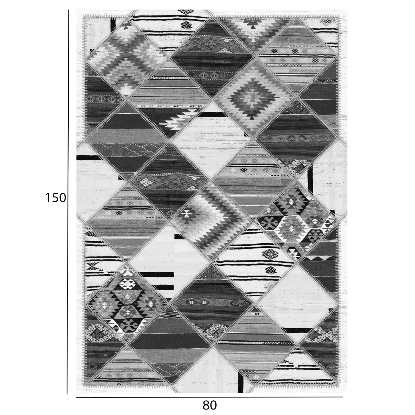HM7676.21 80x150cm, vintage ethnic carpet, grey