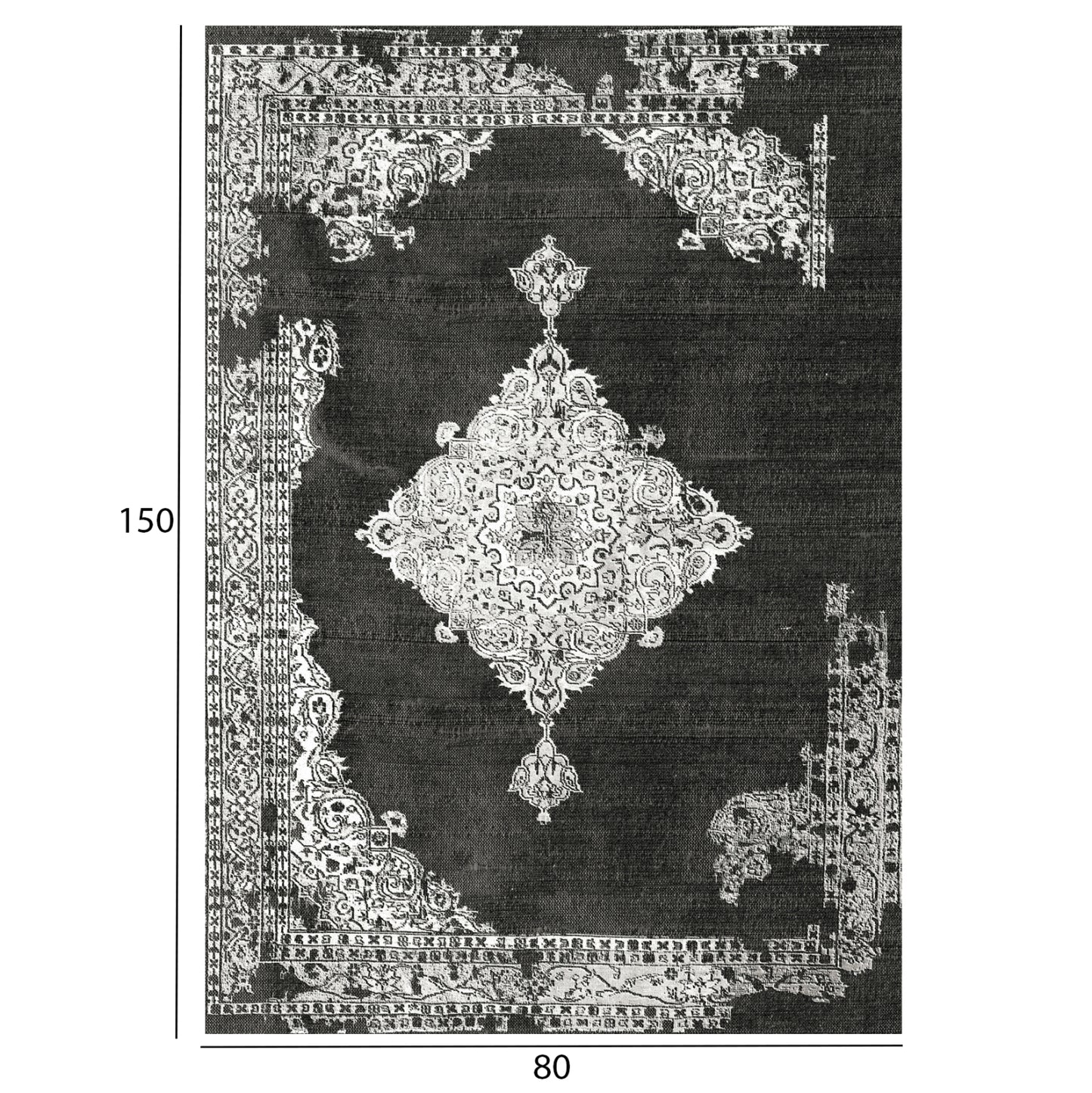 JOSIANE, HM7676.12 80X150cm, grey vintage carpet, fringes