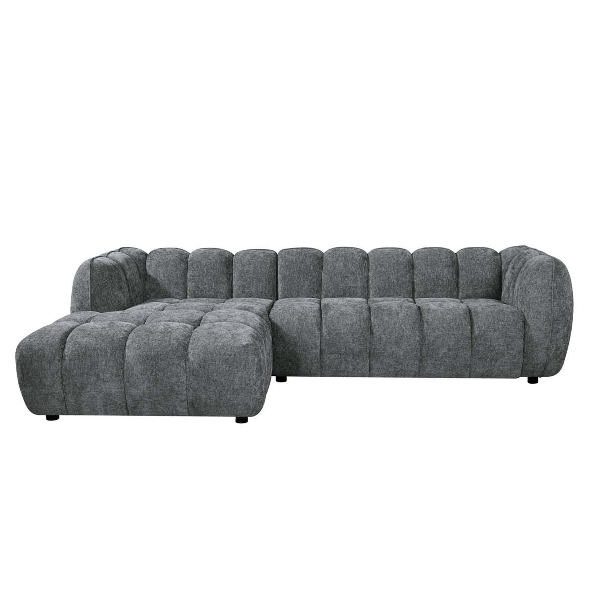 ΚΑΝΑΠΕΣ ΓΩΝΙΑ (ΑΡΙΣΤΕΡΗ) LYKKE HM3326.01L ΓΚΡΙ ΥΦΑΣΜΑ 280x89-165(η γωνία)x70Υ εκ.