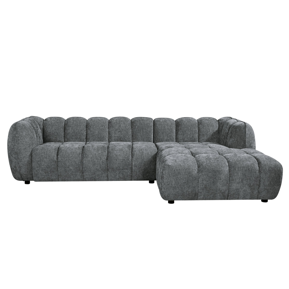ΚΑΝΑΠΕΣ ΓΩΝΙΑ (ΔΕΞΙΑ) LYKKE HM3326.01R ΓΚΡΙ ΥΦΑΣΜΑ 280x89-165(η γωνία)x70Υεκ