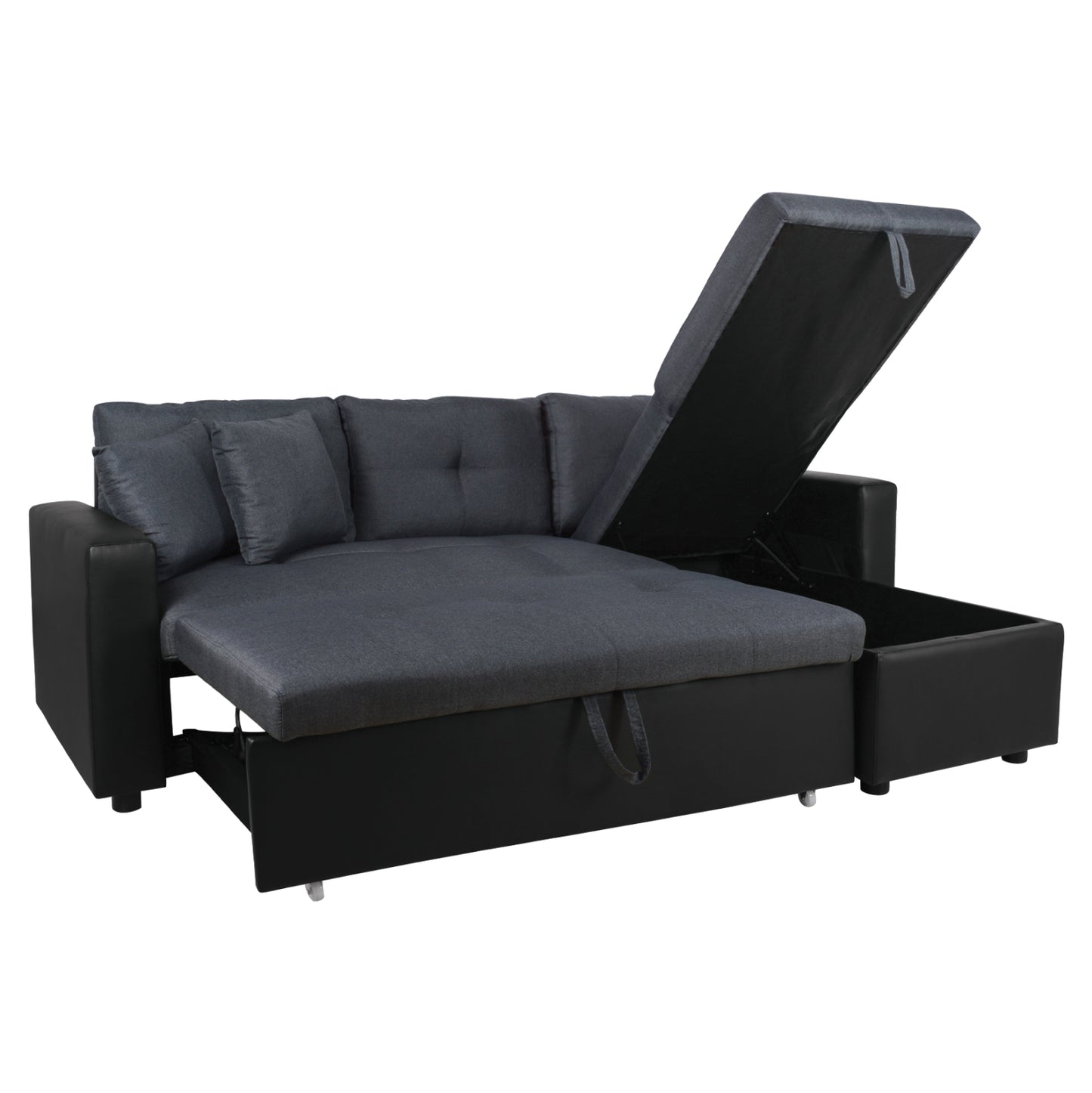 Corner Sofa Bed Wayne 220x146x86 HM3028.01 Grey with Black PU