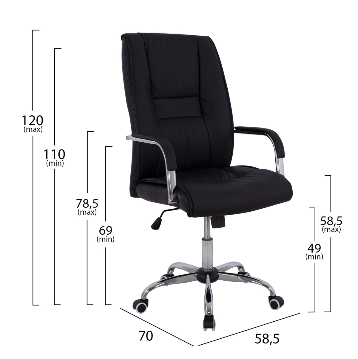 ΚΑΡΕΚΛΑ ΓΡΑΦΕΙΟΥ ANGEE HM1106.01 PU ΣΕ ΧΡΩΜΑ ΜΑΥΡΟ 58,5x70x120Υεκ