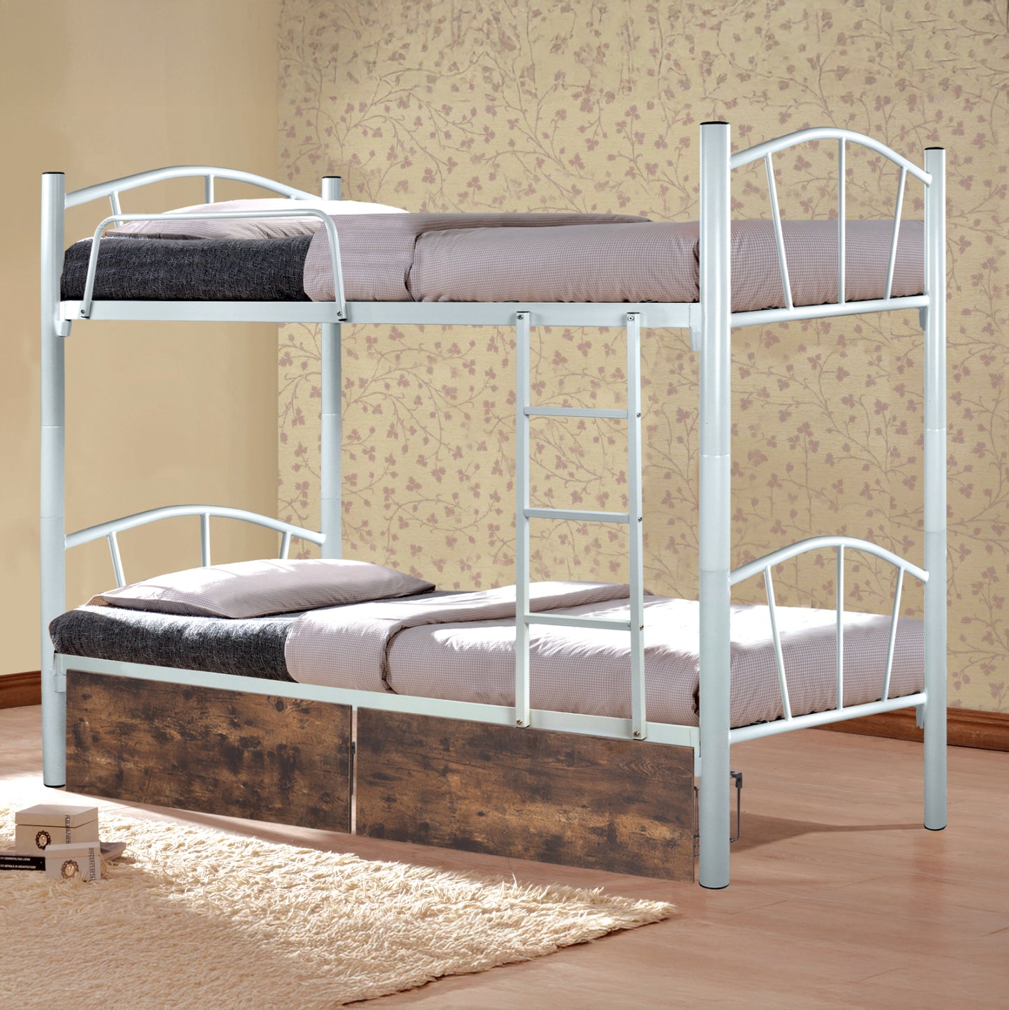 ΚΟΥΚΕΤΑ FLOOR HM21123 ΜΕΤΑΛΛΙΚΗ ΛΕΥΚΗ ΜΕ 2 ΕΠΙΔΑΠΕΔΙΑ ΣΥΡΤΑΡΙΑ ΚΑΦΕ 200x91,5x177,5Yεκ.