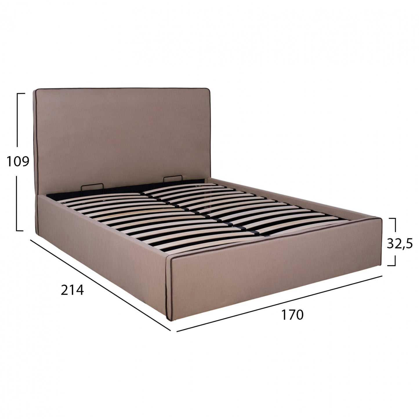 Bed Allie HM584.02 160x200 cm with Storage Space and beige fabric
