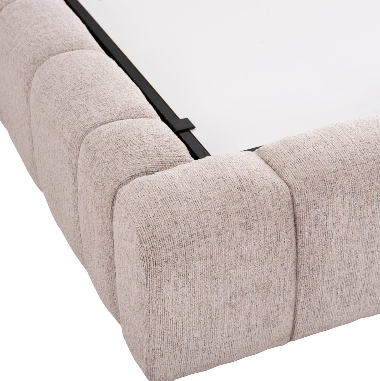 BED WITH STORAGE SPACE RAMON HM720.10 TEDDY FABRIC IN BEIGE-FOR MATTRESS 160x200cm.