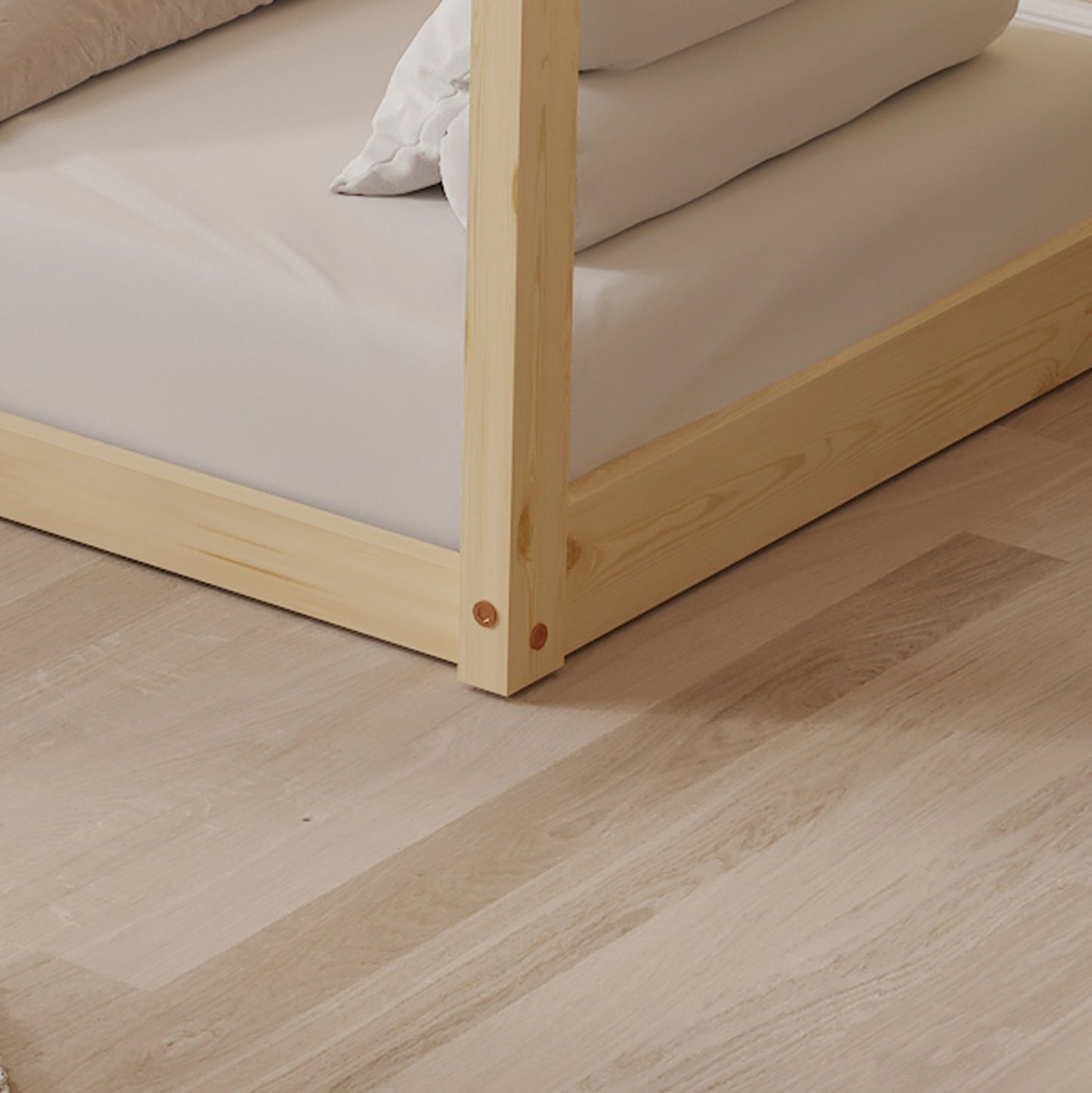 BED FOR KIDS PEPE HM678.01 t.MONTESSORI SOLID PINE WOOD IN NATURAL- 140x70cm.