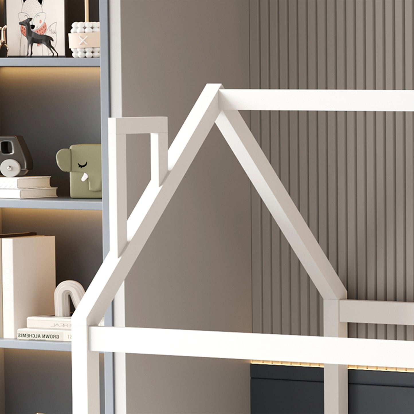 BED FOR KIDS WITH RAILINGS HOUSER HM706.03 t.MONTESSORI SOLID PINE WOOD IN WHITE- 190x90cm.
