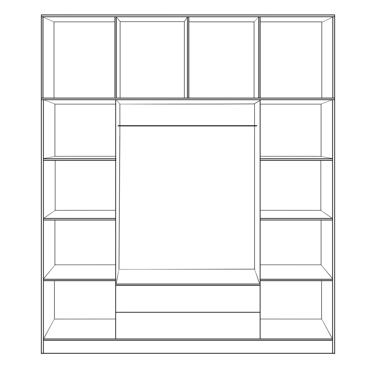 Wardrobe 4 Door with Loft 200x240x55.5 and 2 drawers sonama