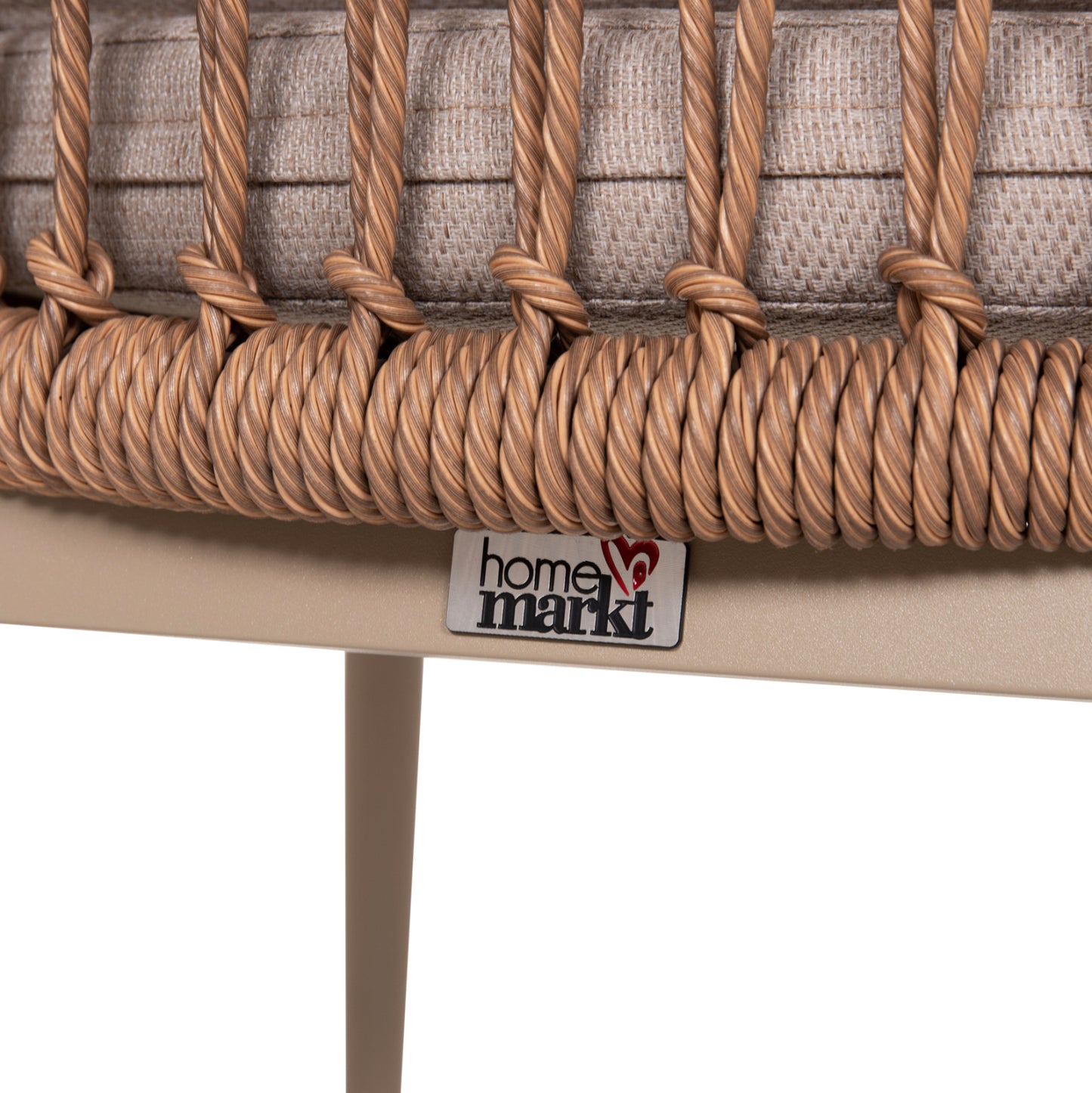 ALUMINUM ARMCHAIR GALDIN HM6272.03 CAPPUCCINO FRAME-BEIGE CUSHIONS--P.E. RATTAN 65x60x76Hcm
