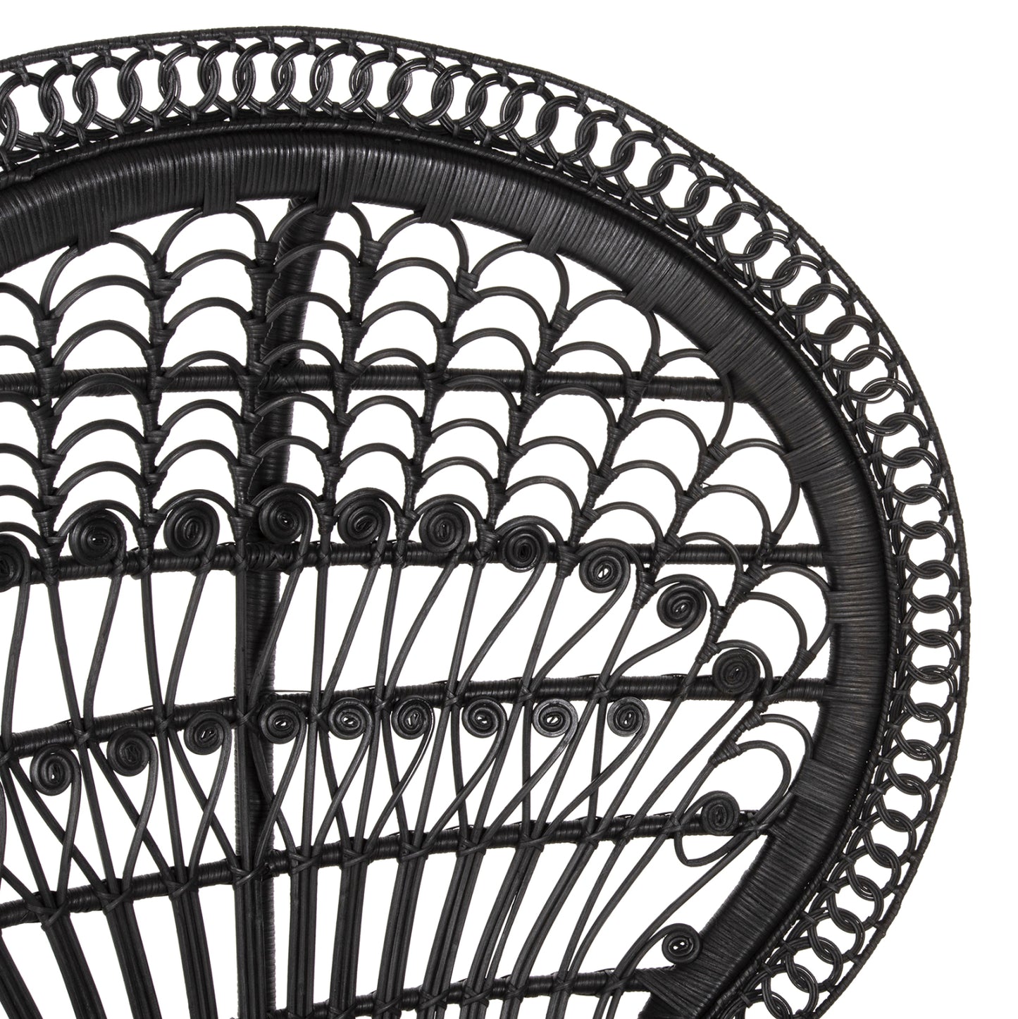 ARMCHAIR ROYAL PEACOCK HM9342.03 RATTAN IN BLACK- CUSHION BLACK 114x72x150Hcm.