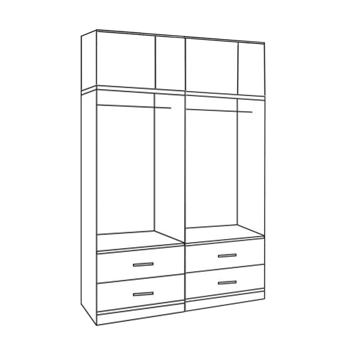 Set 2 pieces Wardrobe 4 leaf with loft Zebrano 160x42x241 HM11352.01