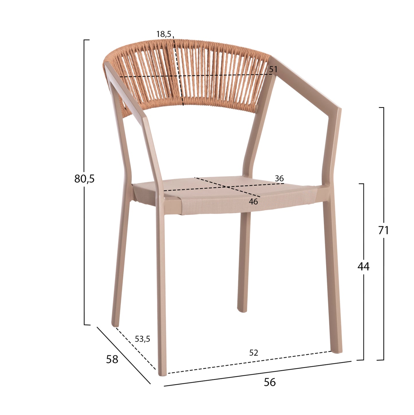 OUTDOOR DINING SET 5PCS TABER HM10832.03 ALUMINUM CHAIRS & TABLE--POLYWOOD--CHAMPAGNE