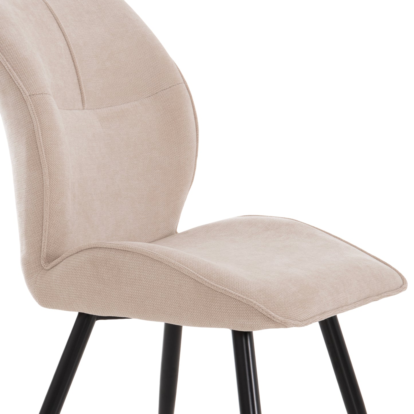 DINING SET 5PCS GAFF HM10847.02 MDF TOP IN WOOD COLOR--FABRIC IN BEIGE & BLACK METAL LEGS