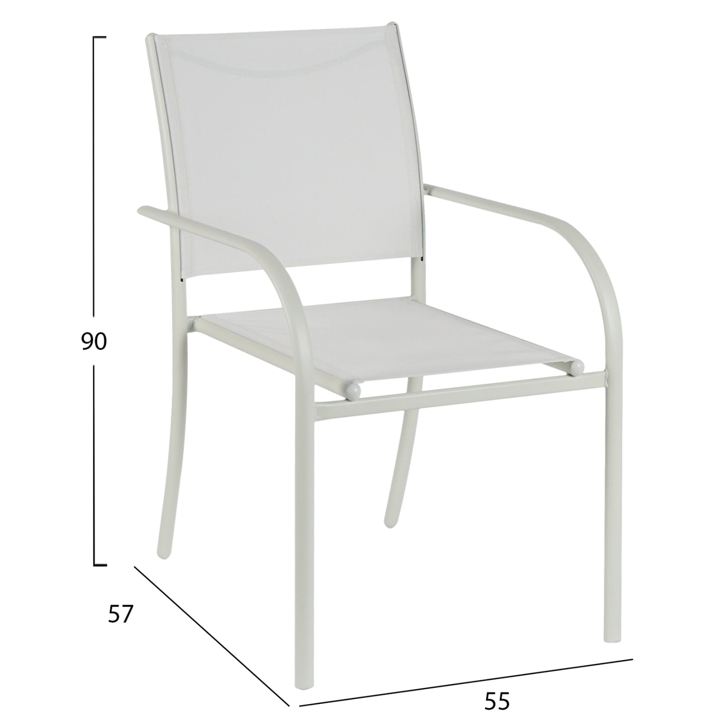 OUTDOOR DINING SET 5PCS OFER HM21030 WHITE METAL TABLE-WHITE METAL ARMCHAIRS