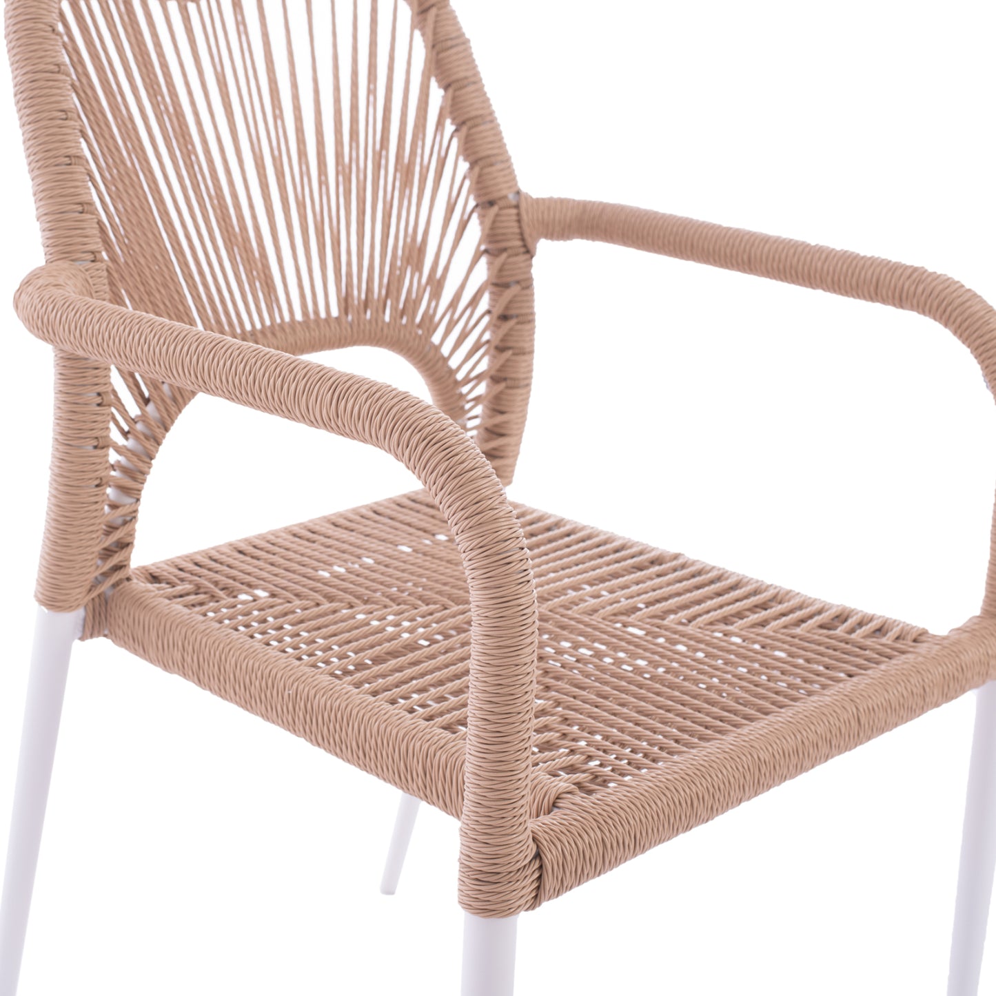 OUTDOOR DINING SET 7PCS KRUM HM21131 WHITE ALUMINUM--P.E.TWISTED RATTAN
