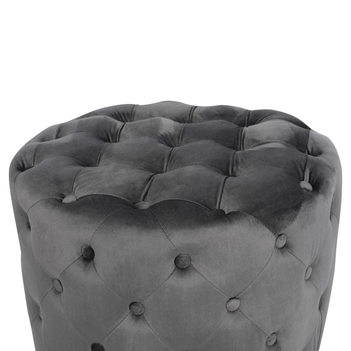 ΣΚΑΜΠΟ KASSIE ΓΚΡΙ ΒΕΛΟΥΔΟ ΤΥΠΟΥ CHESTERFIELD HM8406.01 Φ60x43Υ εκ.