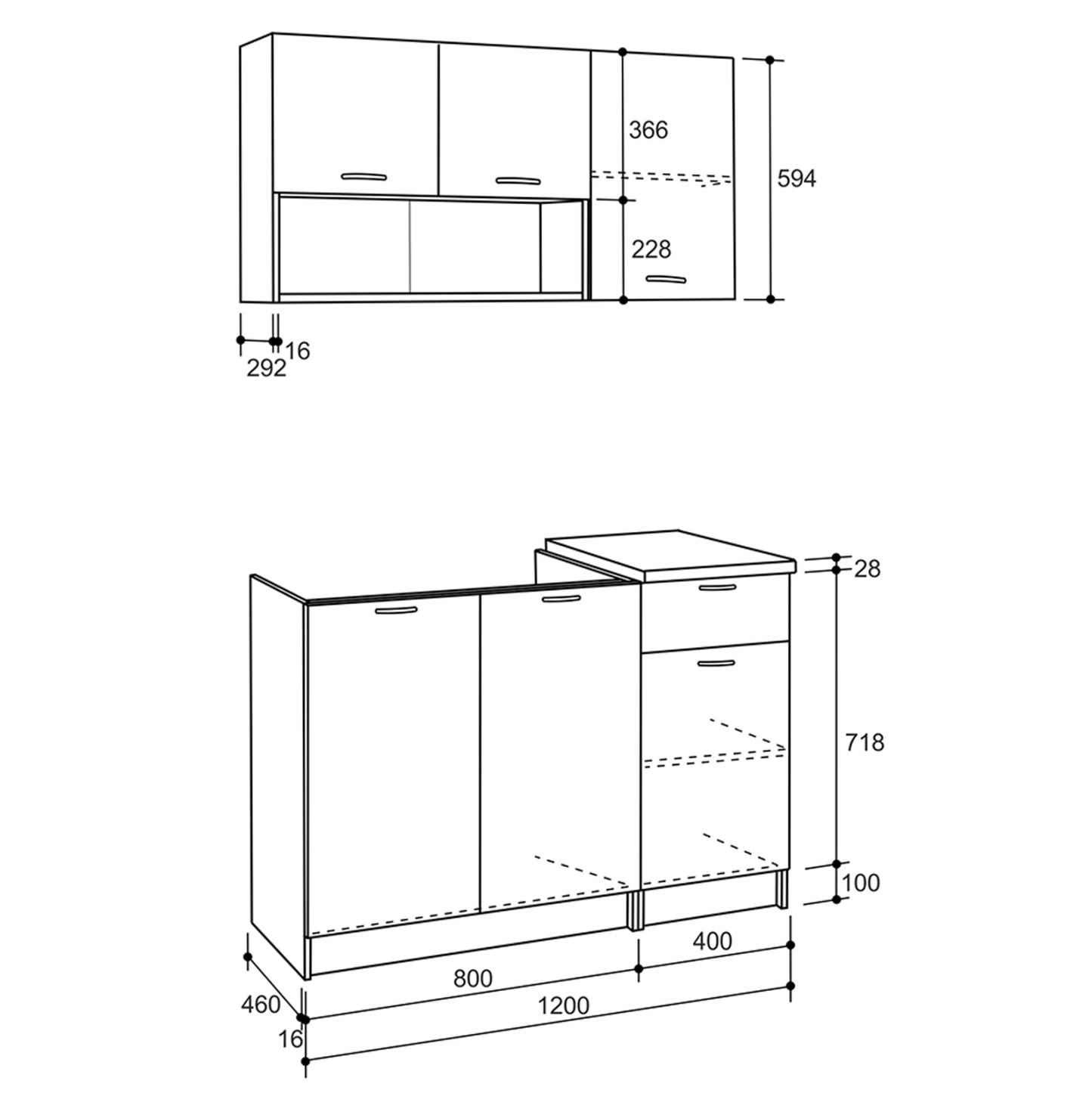 KITCHEN UNIT MELAMINE SONAMA-WHITE HM2440 46-29.2x120 cm.