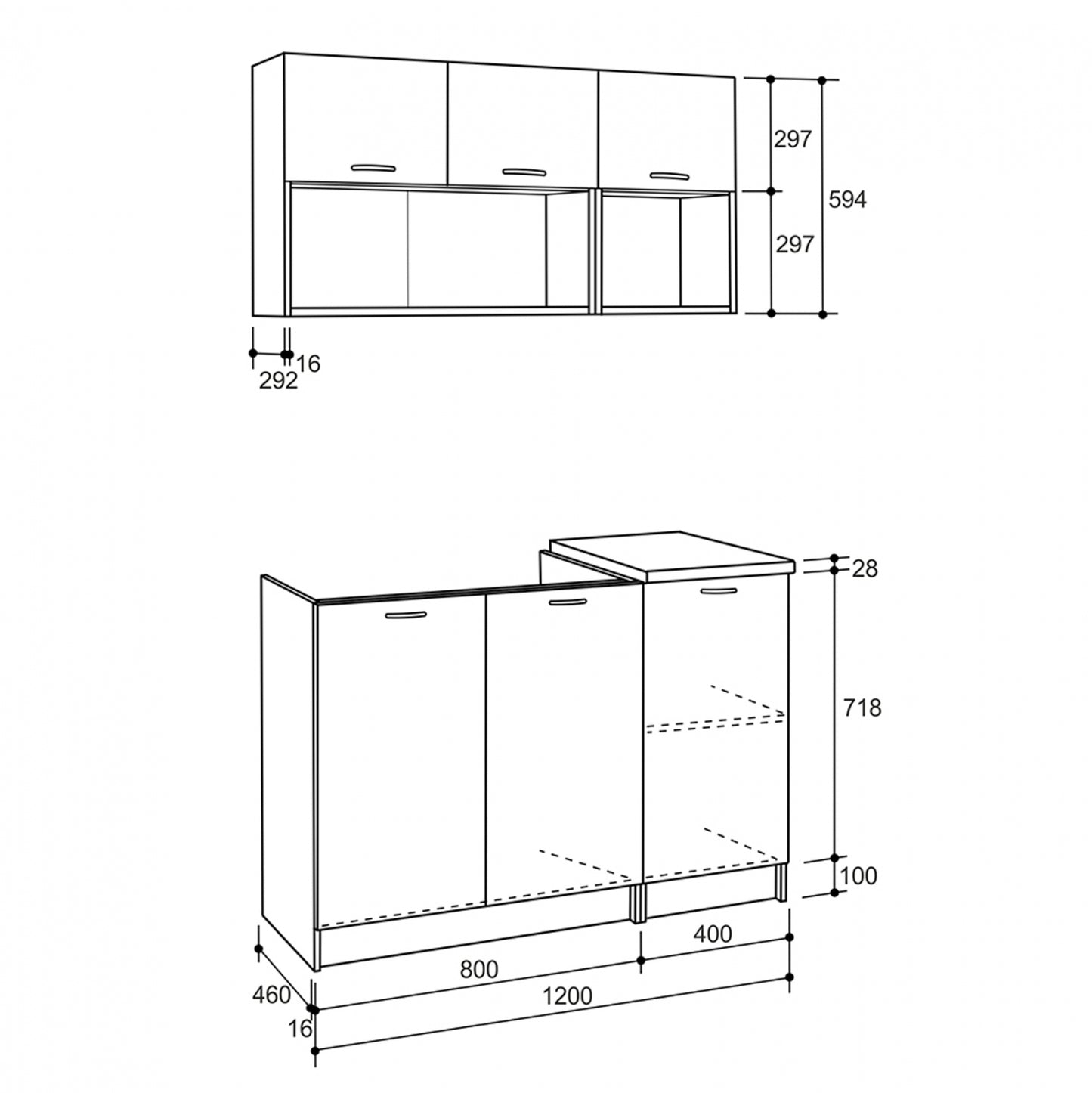 KITCHEN UNIT MELAMINE SONAMA-WHITE HM2438 46-29.2x120 cm.