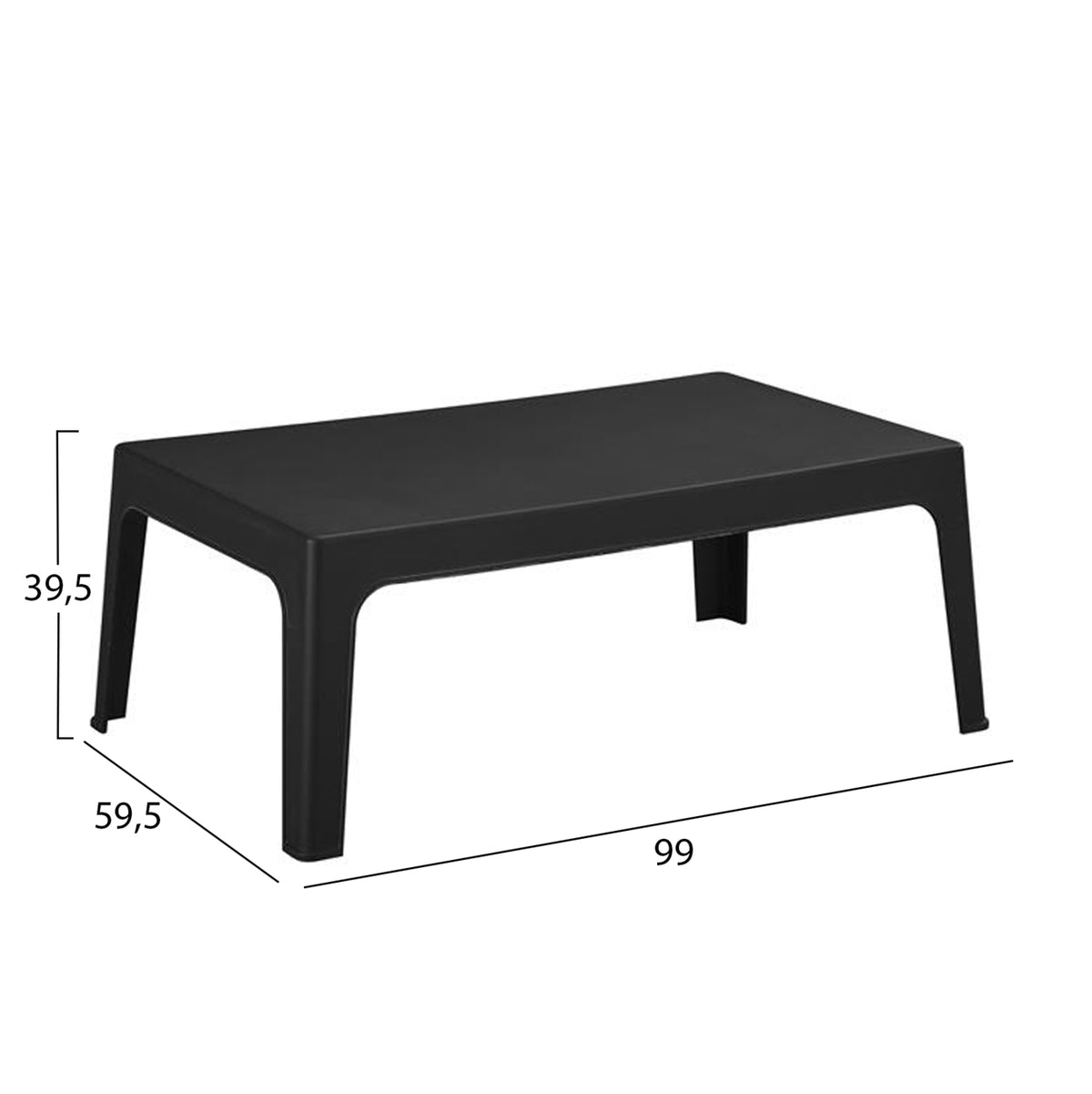 ΤΡΑΠΕΖΑΚΙ ΟΡΘΟΓΩΝΙΟ SLEEK HM6367.02 ΠΟΛΥΠΡΟΠΥΛΕΝΙΟ ΣΕ ΜΑΥΡΟ 105x64x40Υεκ.