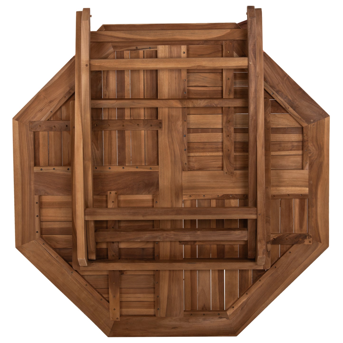 OUTDOOR POLYGON DINING TABLE KENDALL HM9545 FOLDABLE TEAK IN NATURAL COLOR 120x120x75Hcm.