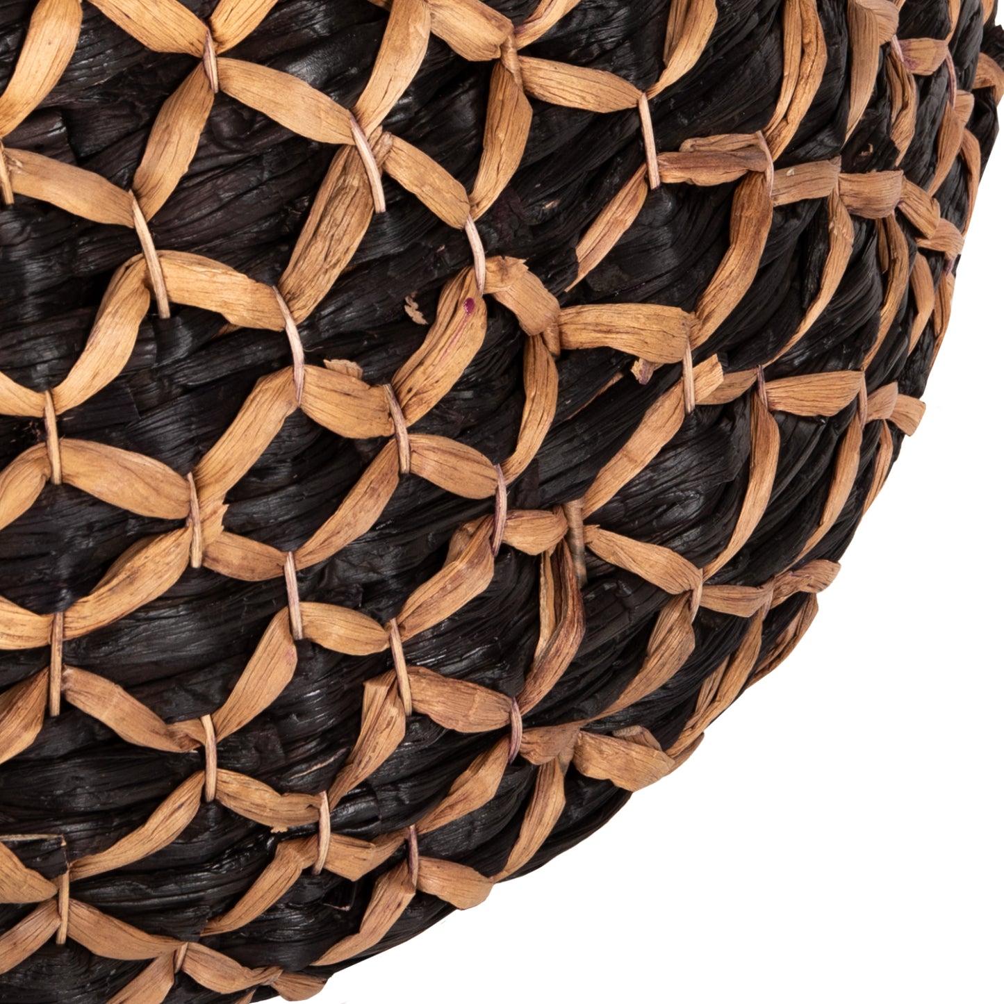 COFFEE TABLE ROUND ILION HM7868 WATER HYACINTH IN BLACK-NATURAL COLOR Φ115x45Hcm.