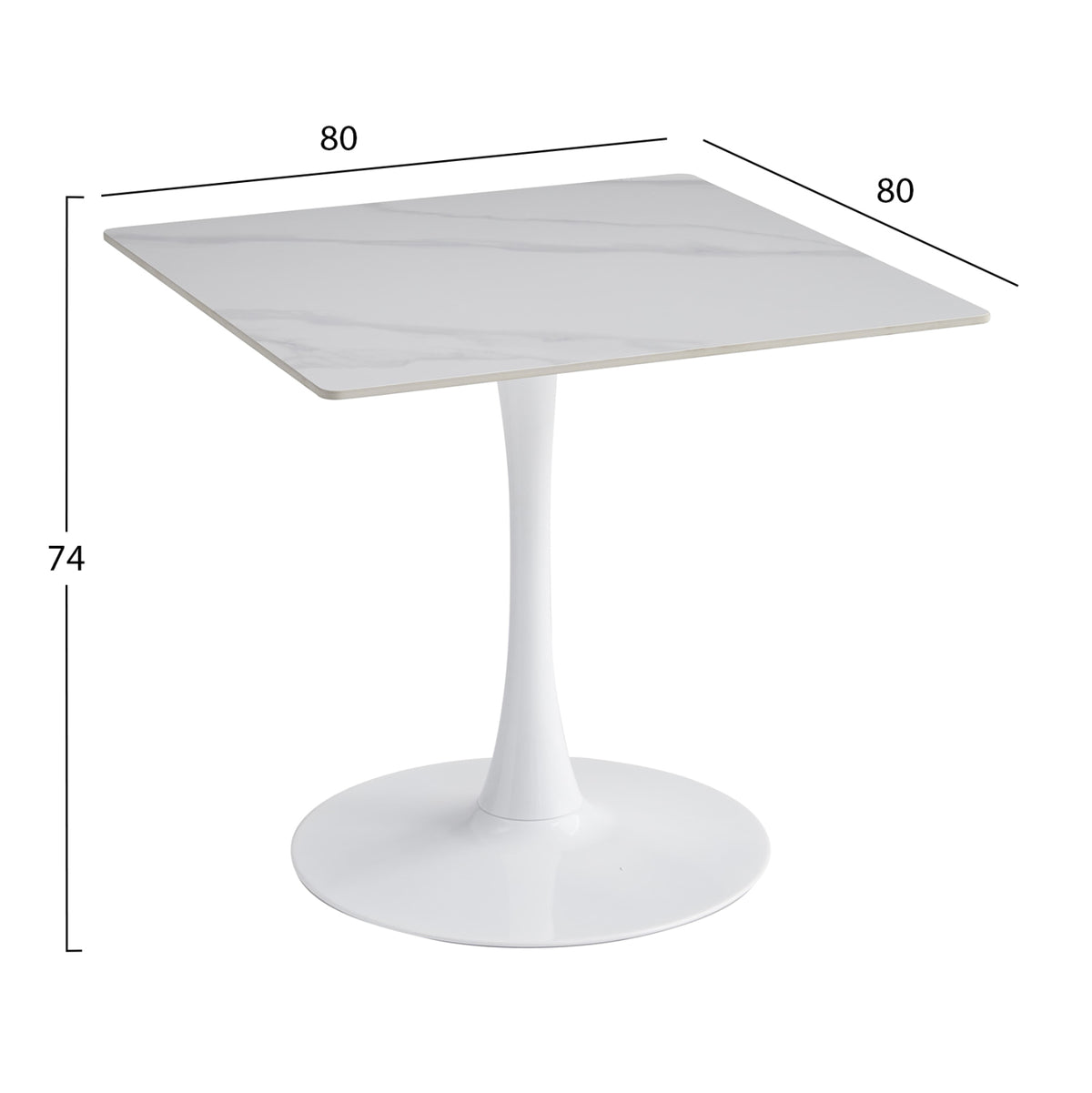 ΤΡΑΠΕΖΙ ΤΡΑΠΕΖΑΡΙΑΣ TETRAN HM18315.01 ΒΑΣΗ ΛΕΥΚΗ--SINTERED STONE SNOW WHITE 80x80x73Υεκ