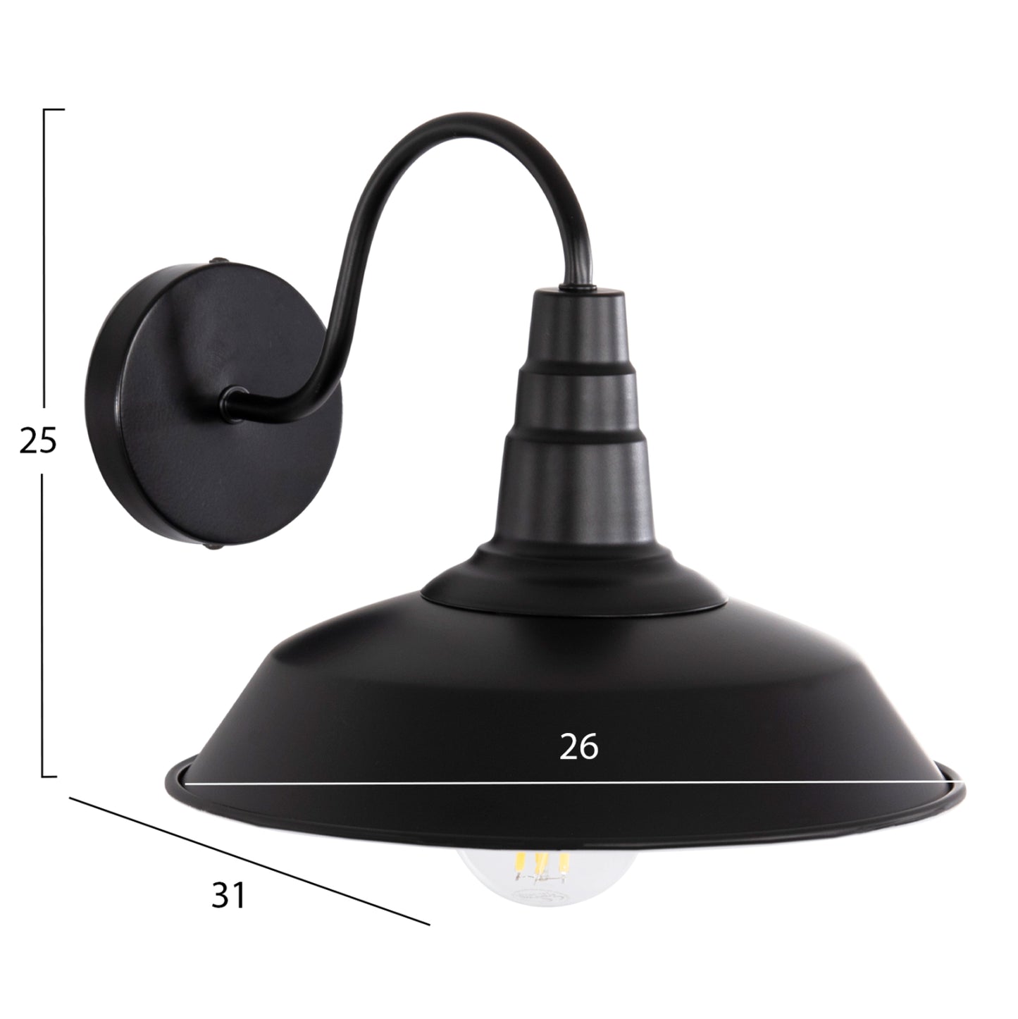 WALL SCONCE DONO HM4478 METAL IN BLACK 26x31x25Hcm.