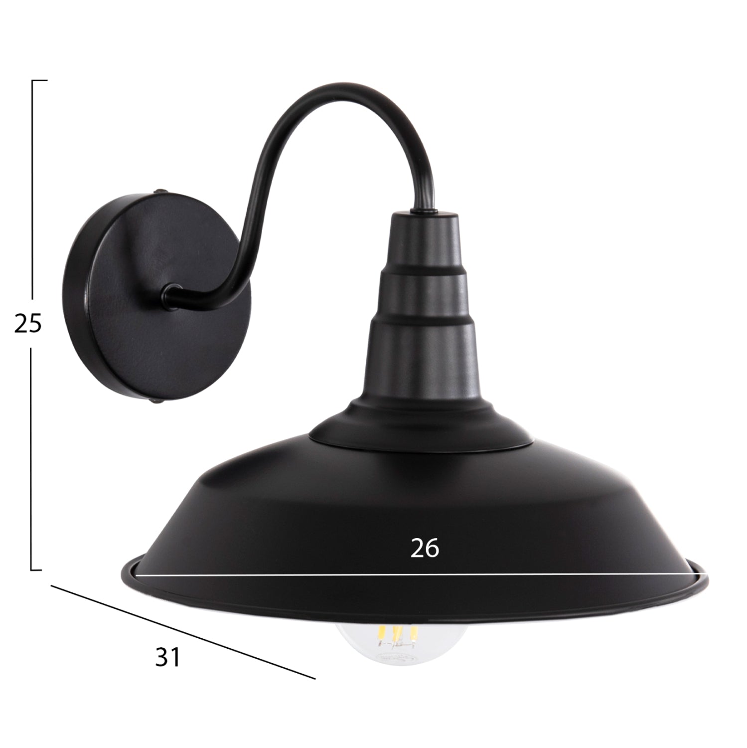 WALL SCONCE DONO HM4478 METAL IN BLACK 26x31x25Hcm.