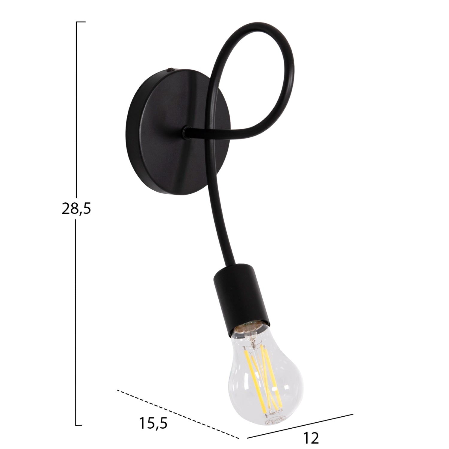 WALL SCONCE FRIDRIK HM7399.11 METAL IN BLACK 12x15.5x28.5Hcm