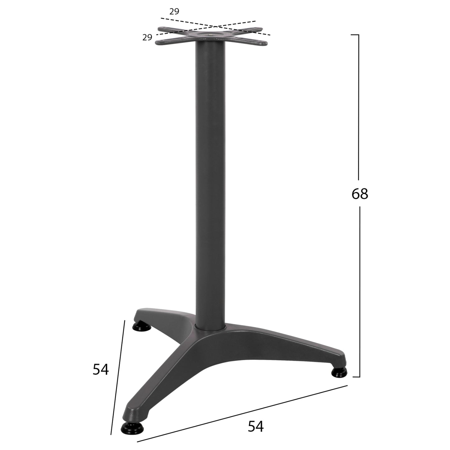 Base Aluminum 3legs 53x53x69 with cross 29x29 HM449