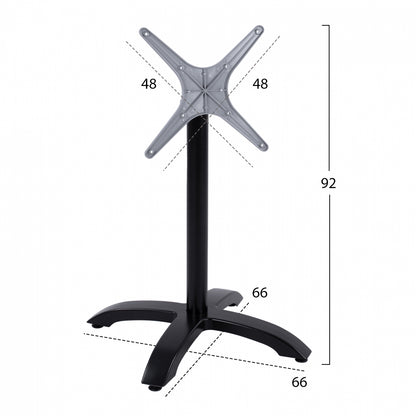 Foldable aluminum base HM469.01 Black matte 66x66x72 with cross 48x48cm