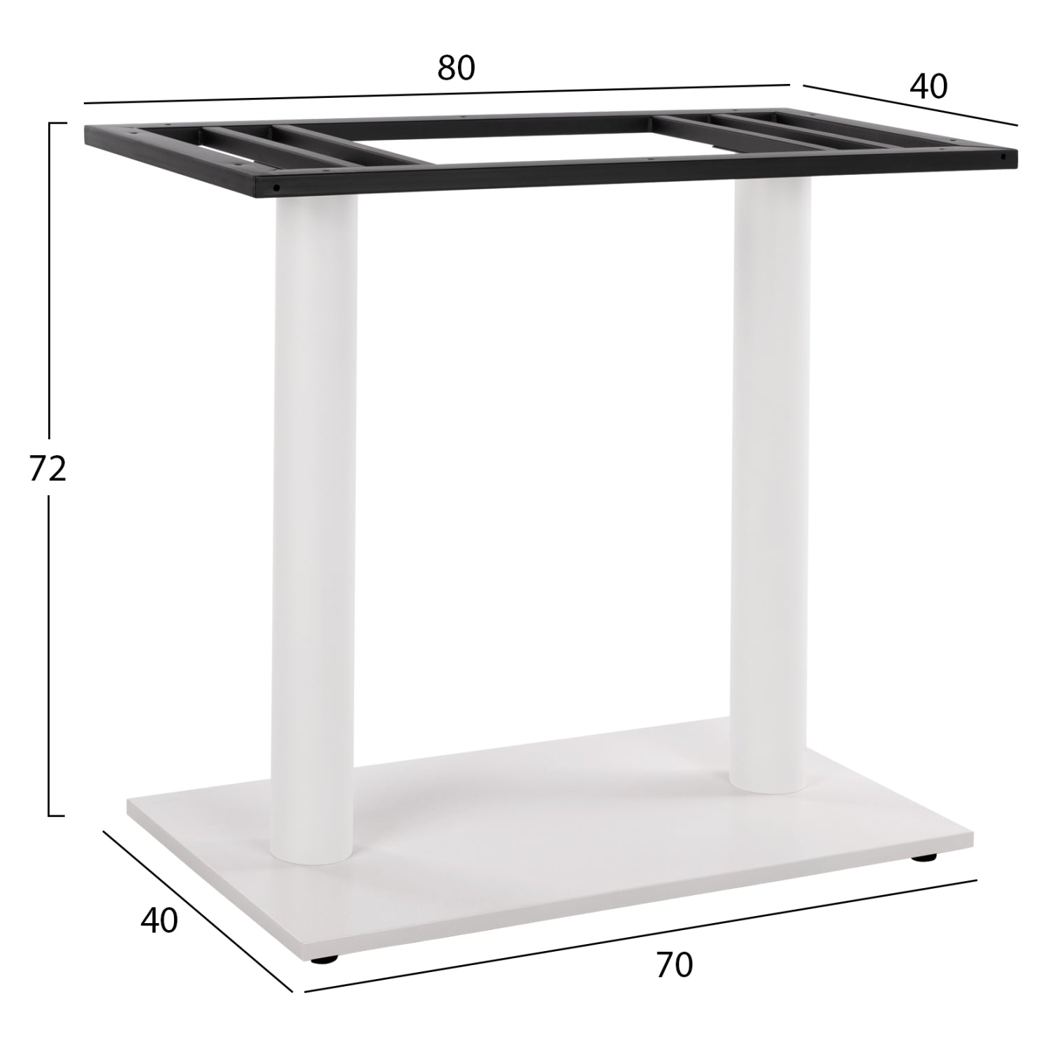 Base Metallic Double White Matte 80x40x72 with adjusters HM435.12