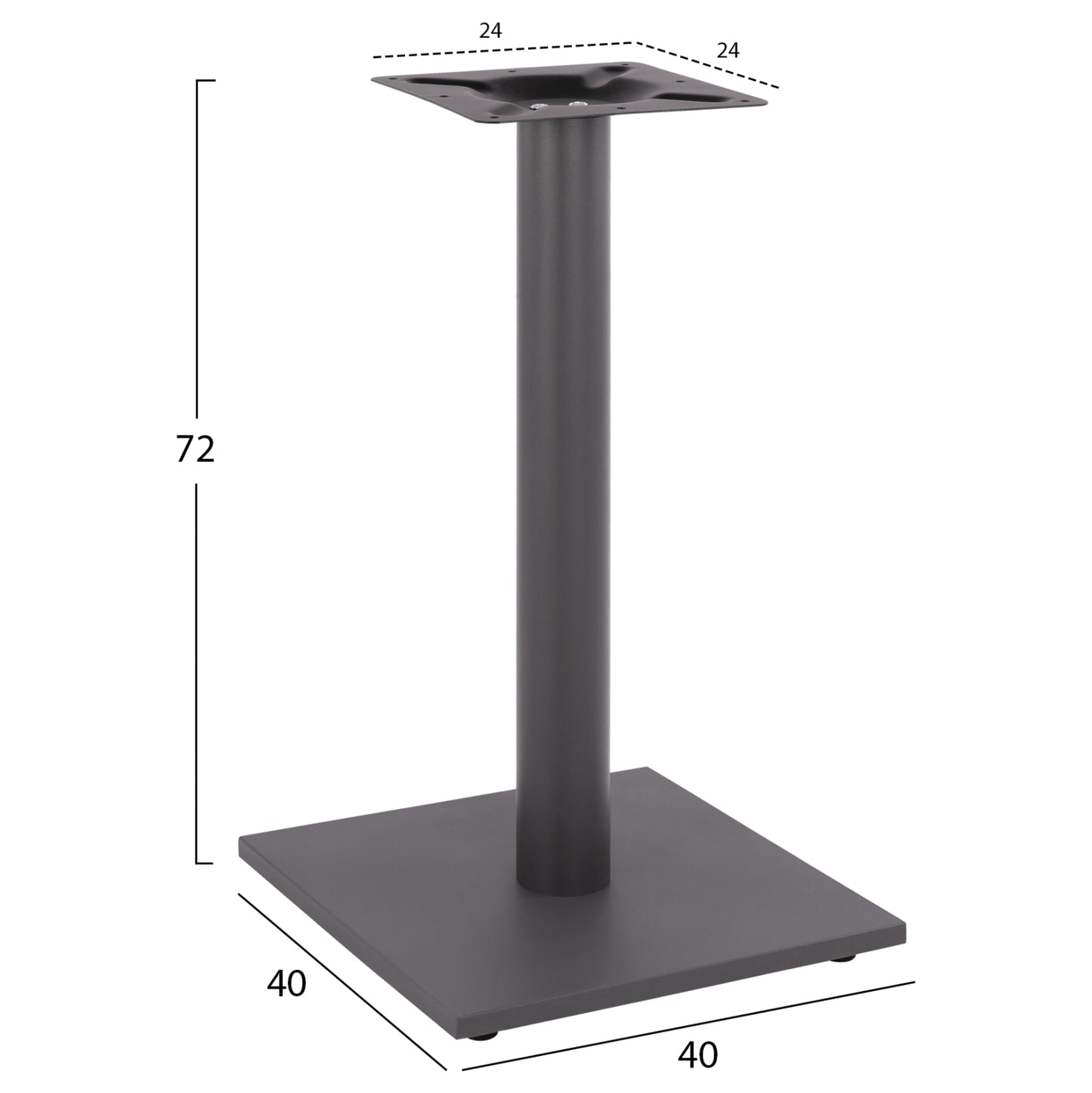 Base metallic Grey 40x40x72 with adjusters HM421.20