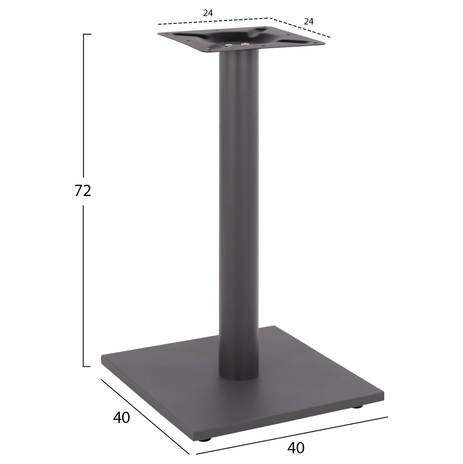 Base metallic Grey 40x40x72 with adjusters HM421.20