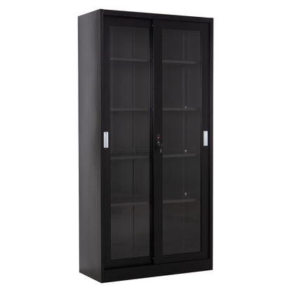 ΒΙΒΛΙΟΘΗΚΗ ΜΕ ΣΥΡΟΜΕΝΕΣ ΠΟΡΤΕΣ SIDER HM6632.01 ΜΕΤΑΛΛΙΚΗ ΜΑΥΡΗ 90x40x185Υεκ