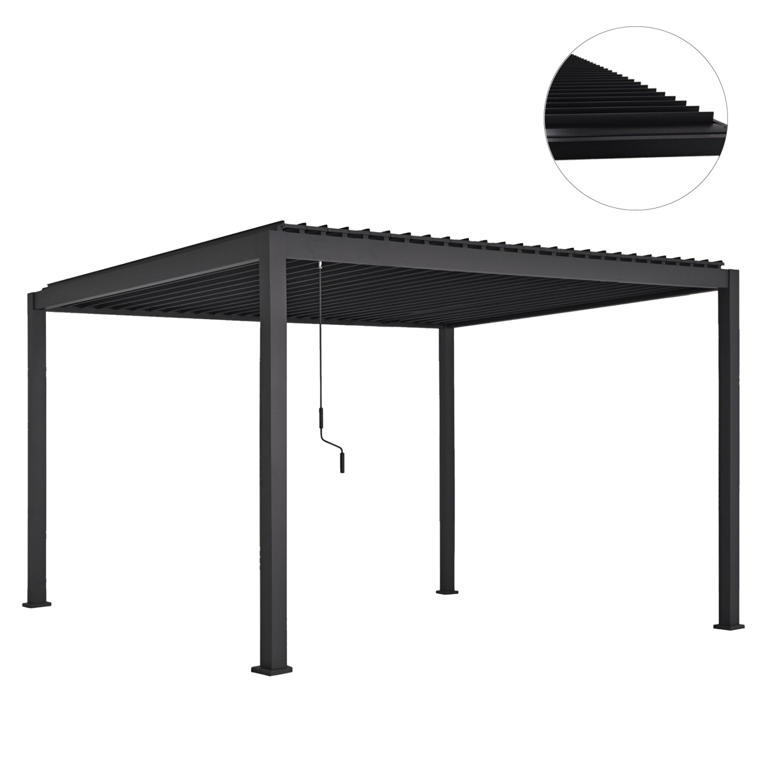 BIOCLIMATIC ALUMINUM PERGOLA DOMECIL HM6612.01 WITH IRON LOUVERS--300x400x240Hcm