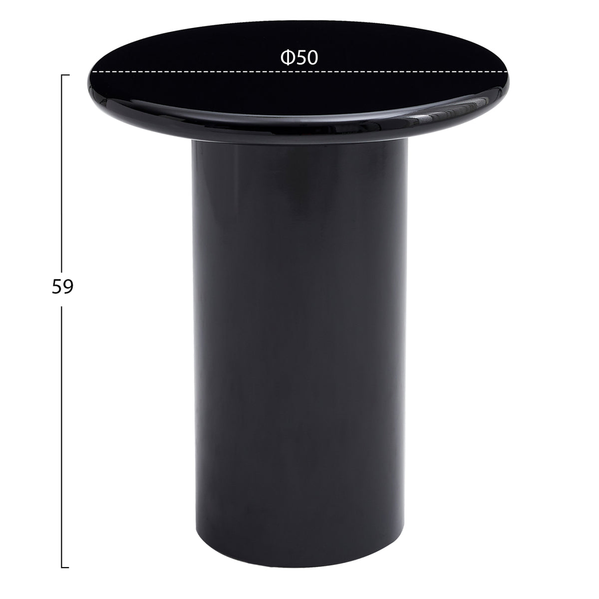 ΒΟΗΘΗΤΙΚΟ ΤΡΑΠΕΖΑΚΙ SOLNA HM18455.02 MDF ΣΕ GLOSSY ΜΑΥΡΟ Φ50x59Υεκ