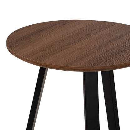 SIDE TABLE HM9587.04 MDF IN WALNUT-BLACK METAL BASE Φ45x55Hcm.