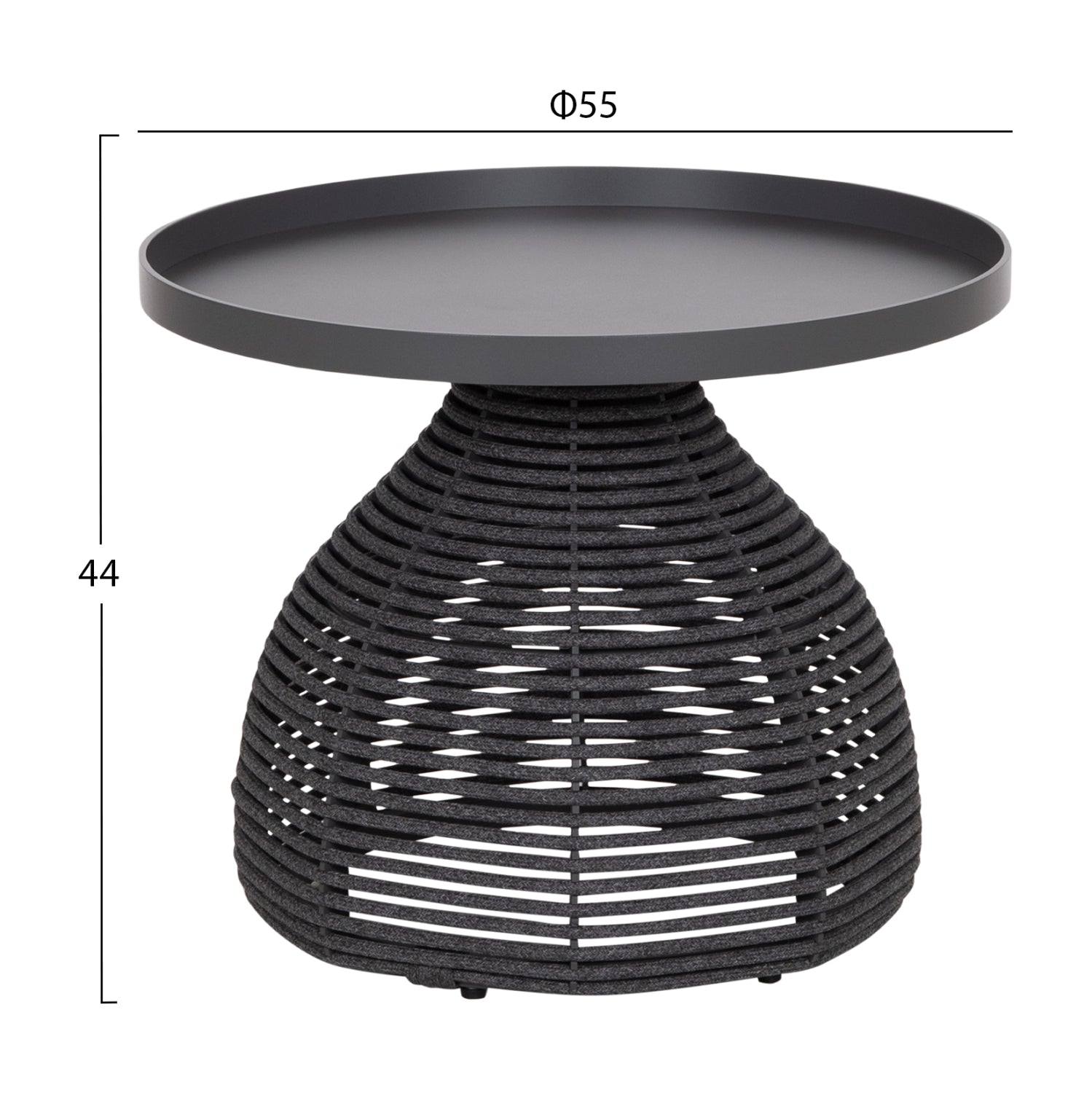 SIDE TABLE ROUND DRISCOLL HM6477.01 GREY ALUMINUM & ROPE Φ55x44Hcm.