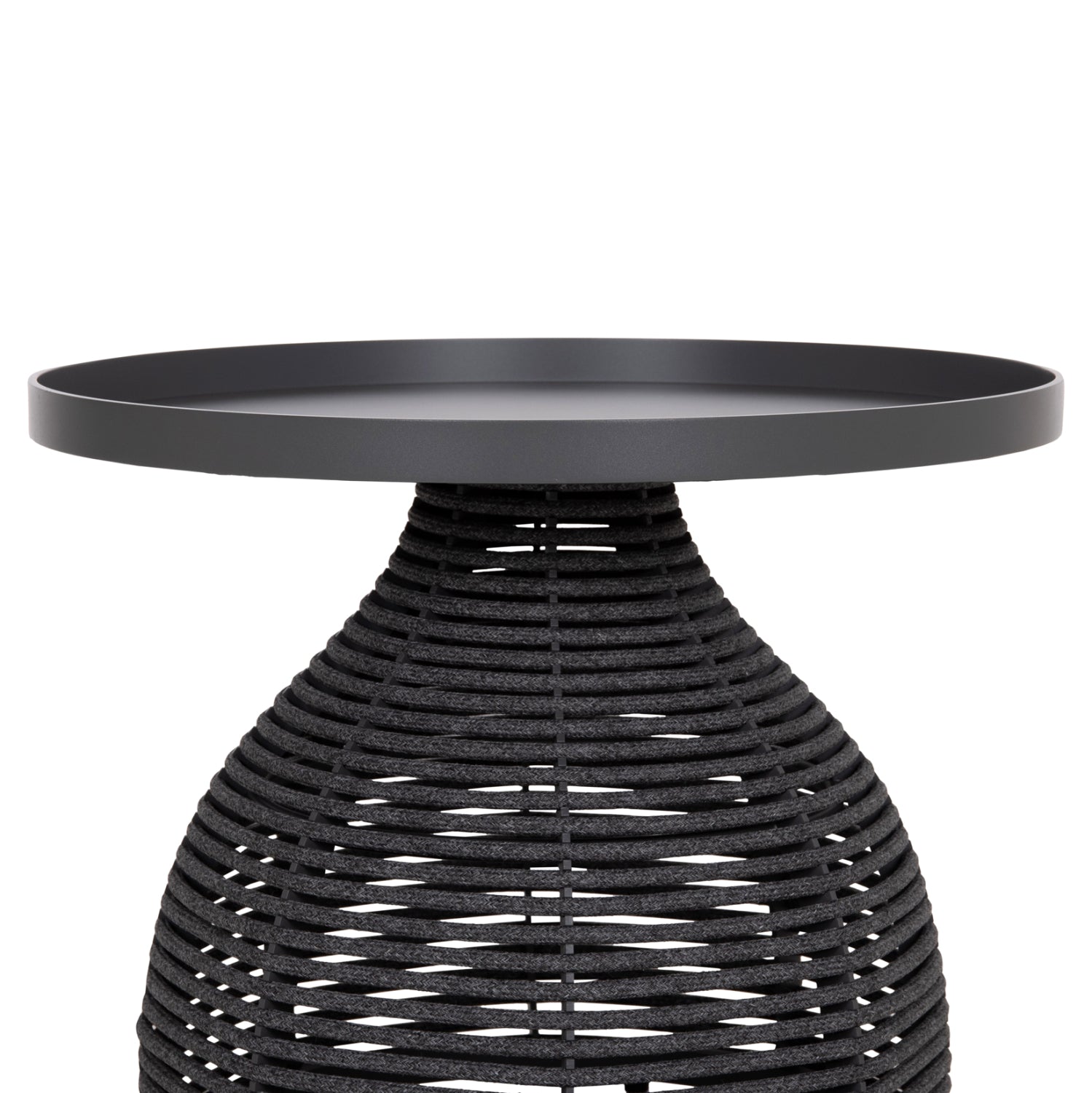 SIDE TABLE ROUND DRISCOLL HM6477.01 GREY ALUMINUM & ROPE Φ55x44Hcm.