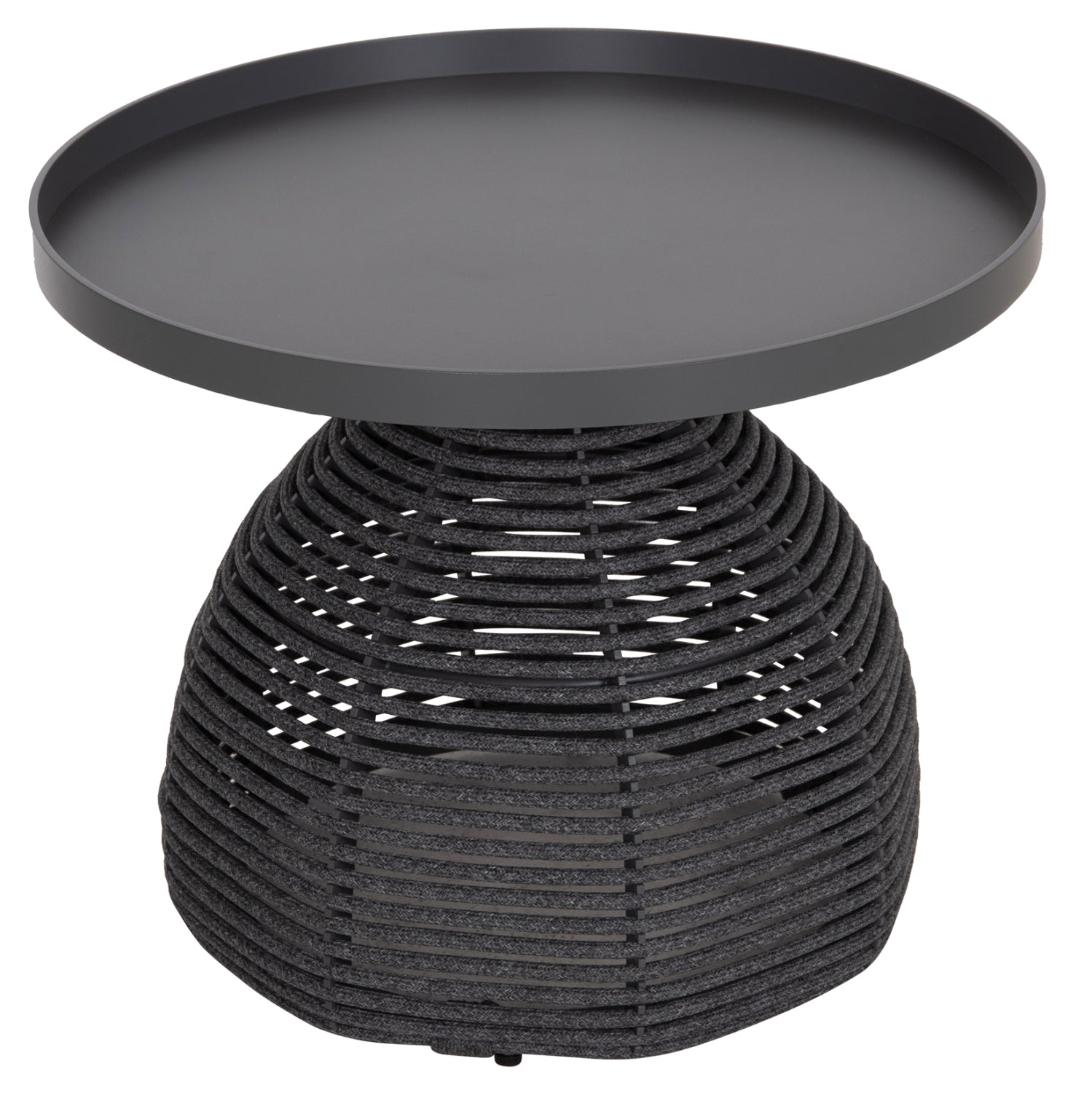 SIDE TABLE ROUND DRISCOLL HM6477.01 GREY ALUMINUM & ROPE Φ55x44Hcm.