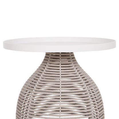 SIDE TABLE ROUND DRISCOLL HM6477.02 CREAM WHITE ALUMINUM-LIGHT GREY ROPE Φ55x44Hcm.