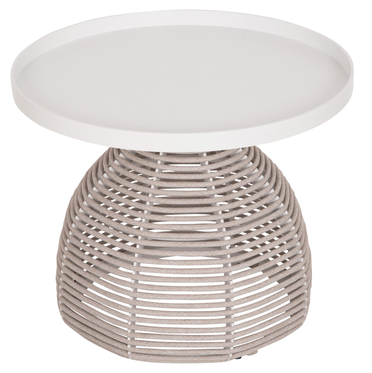 SIDE TABLE ROUND DRISCOLL HM6477.02 CREAM WHITE ALUMINUM-LIGHT GREY ROPE Φ55x44Hcm.