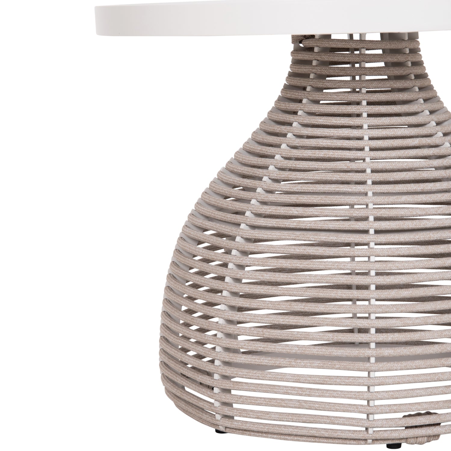 SIDE TABLE ROUND DRISCOLL HM6477.02 CREAM WHITE ALUMINUM-LIGHT GREY ROPE Φ55x44Hcm.