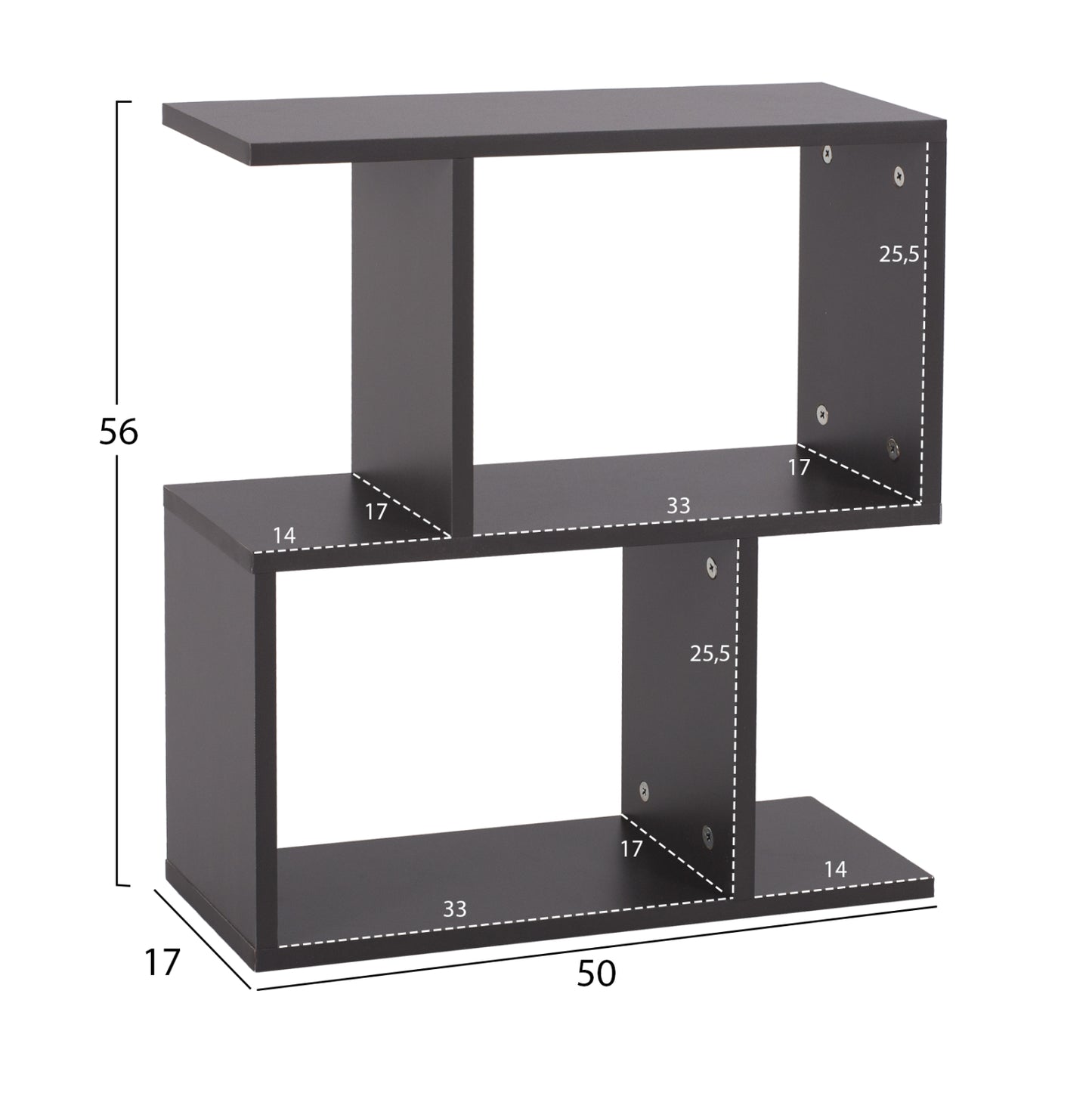 SIDE TABLE AMEER WITH STORAGE SPACES HM8881.20 MELAMINE IN GREY COLOR 50x17x56Hcm.