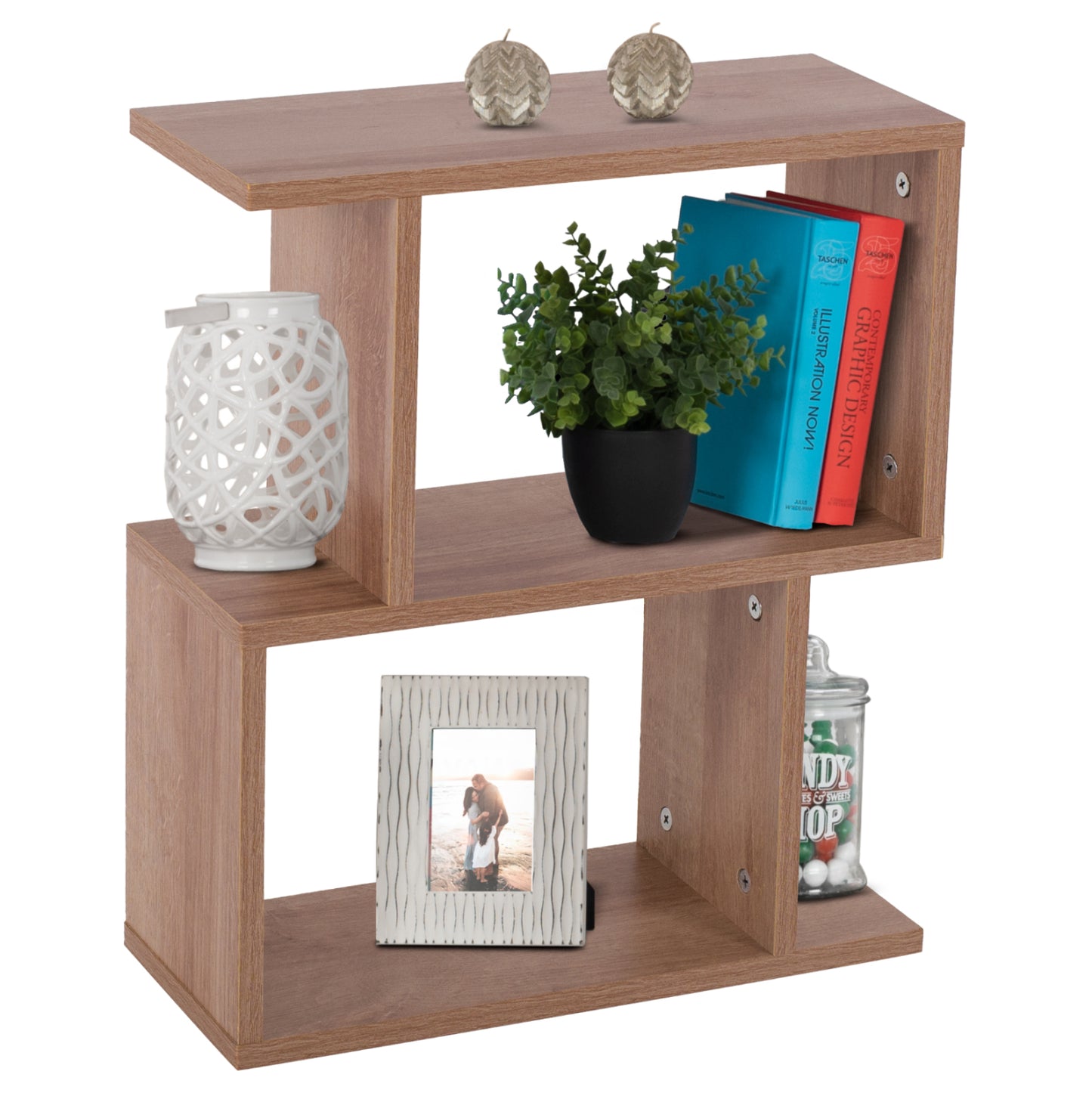SIDE TABLE AMABELLA HM8956.11 WITH OPEN STORAGE SPACES MELAMINE IN NATURAL WOOD COLOR 45x17x52Hcm.