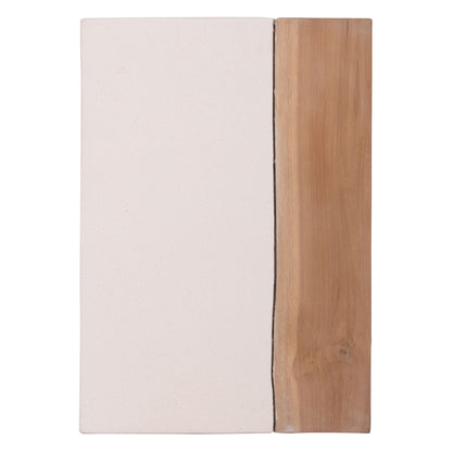 SQUARE SIDE TABLE LEIA HM18163.02 FIBER CEMENT IN WHITE--TEAK WOOD 32.5x32.5x46Hcm.