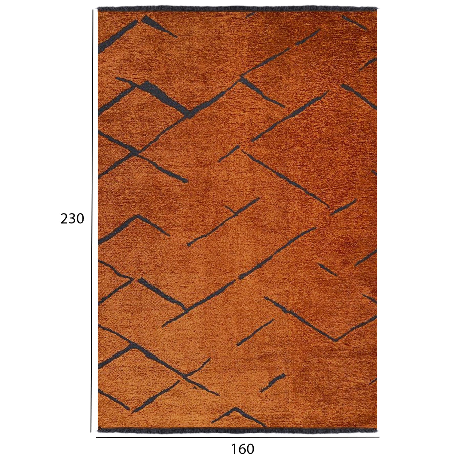 HM7674.04 160Χ230cm, bronze-black carpet with self-fringes
