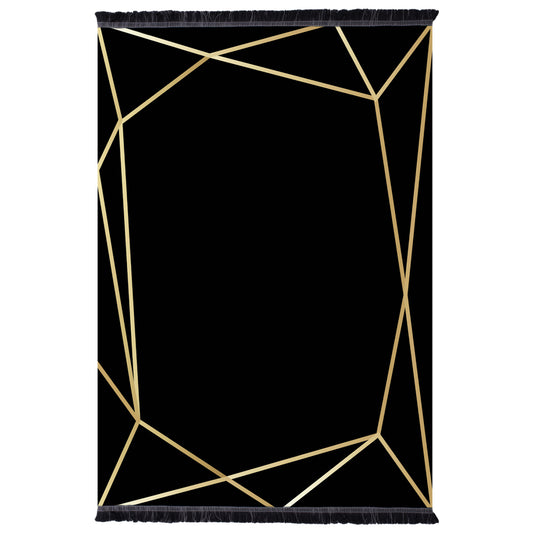 HM7677.30 120X170cm, black-gold with fringes, JOSIANE
