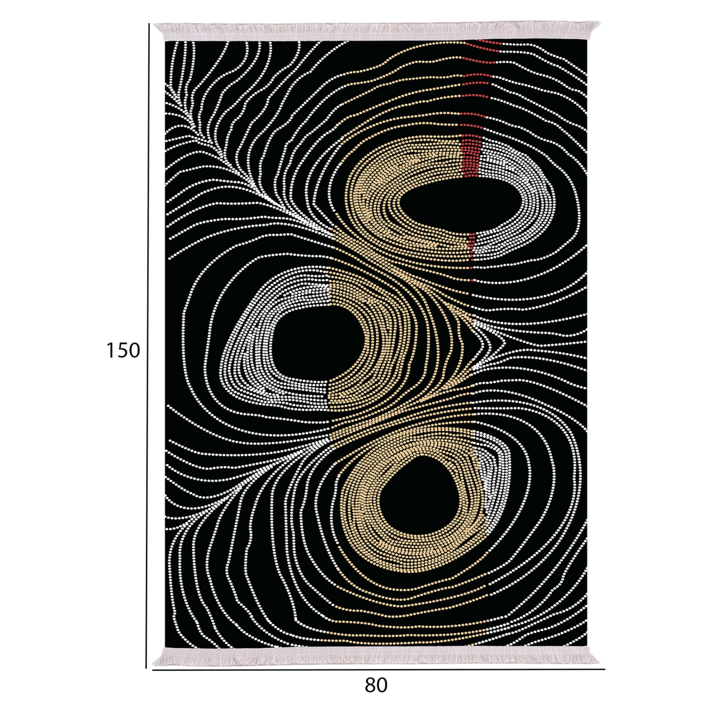 LIVING ROOM CARPET WITH FRINGES JOSIANE BLACK-GOLD-GREY 80X150cm. HM7676.27